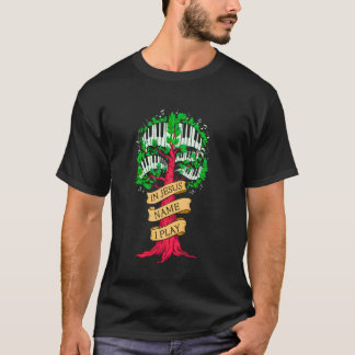 Camiseta Em nome de Jesus, eu toco piano player música cris