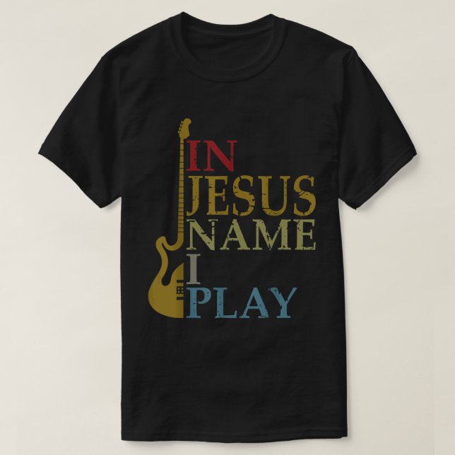 Camiseta Em Nome De Jesus Eu Toco Violão (Frente do Design)