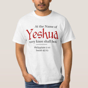 Camiseta Em nome de Yeshua, cada joelho deve arco -