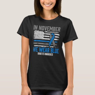 Camiseta Em Novembro Nós Usamos Azul T1D T2D Diabético Diab