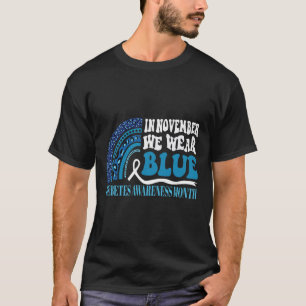 Camiseta Em Novembro Usamos Azul Conscientização do Diabete