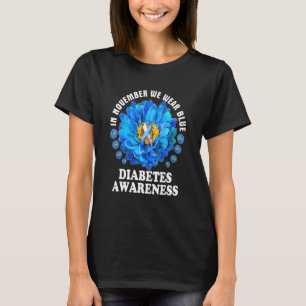 Camiseta Em Novembro Usamos Azul Conscientização sobre Diab
