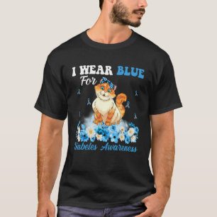 Camiseta Em Novembro Usamos Azul Gato Tipo 1 Diabetes Consc