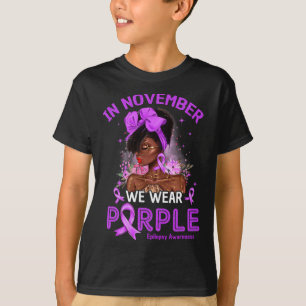 Camiseta Em Novembro Usamos Roxo Mulheres Negras Epilepsia