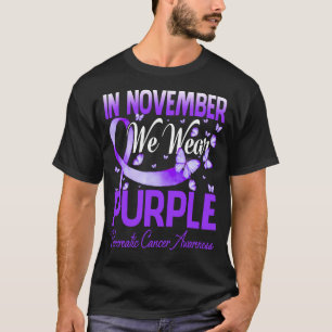 Camiseta Em Novembro Vestimos A Borboleta Roxa Ca Pancreáti