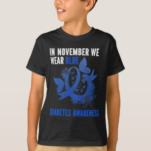 Camiseta Em novembro, Vestimos a consciência azul da diabet