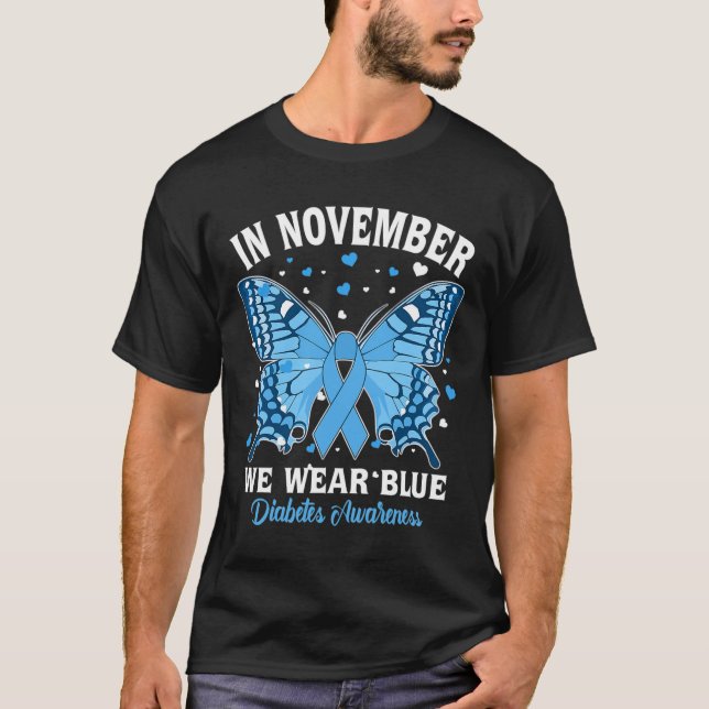 Camiseta Em novembro, Vestimos a consciência da diabetes az (Frente)