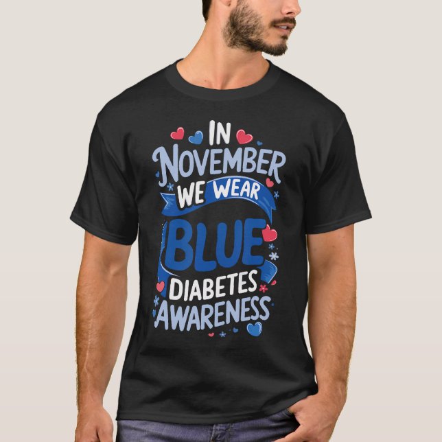 Camiseta Em novembro, Vestimos a consciência da diabetes az (Frente)
