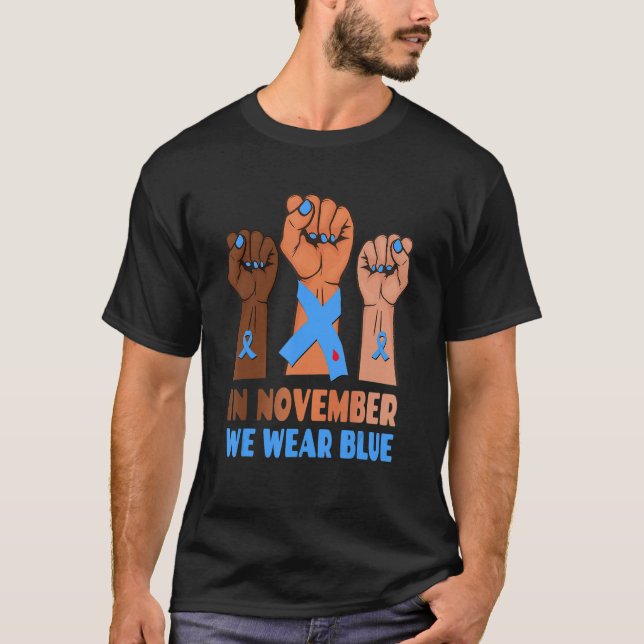 Camiseta Em Novembro Vestimos a consciência da diabetes azu (Frente)
