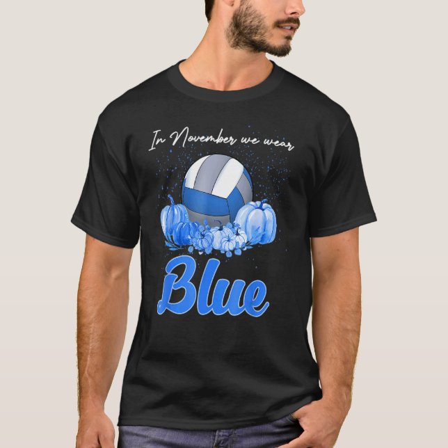 Camiseta Em novembro, Vestimos a Diabetes Azul de Voleibol (Frente)