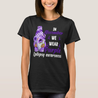Camiseta Em novembro Vestimos Awarenes Epilepsia Gnomo Roxo