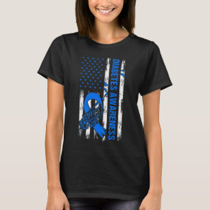 Camiseta Em Novembro Vestimos Blue Usa Flag Diabetes Awaren