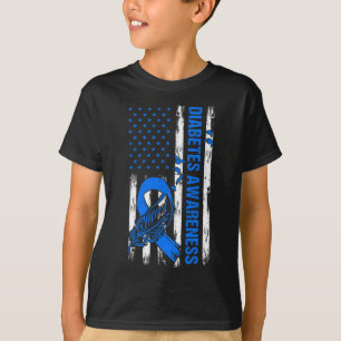 Camiseta Em Novembro Vestimos Blue Usa Flag Diabetes Awaren