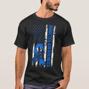Camiseta Em Novembro Vestimos Blue Usa Flag Diabetes Awaren