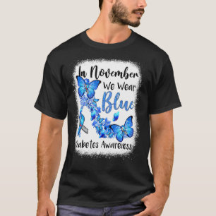 Camiseta Em novembro Vestimos Borboletas Azuis Diabetes Awa