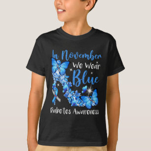 Camiseta Em novembro Vestimos Borboletas Azuis Diabetes Awa