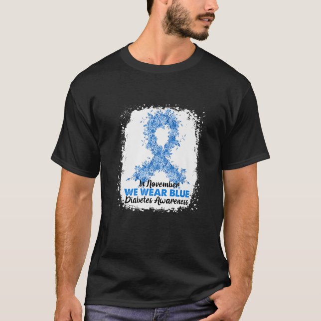 Camiseta Em Novembro Vestimos Diabetes Azuis Awarene (Frente)