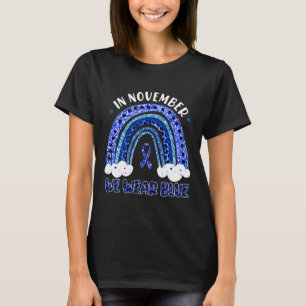 Camiseta Em novembro Vestimos Diabetes Azul-Leopardo-Arco-Í