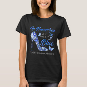 Camiseta Em novembro Vestimos Diabetes de Alto Céu Azul Fit