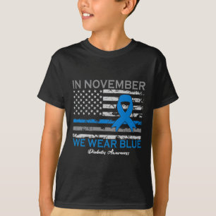 Camiseta Em novembro Vestimos Diabetes Diabéticos T1d T2d A