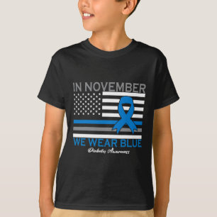 Camiseta Em novembro Vestimos Diabetes Diabéticos T1d T2d A