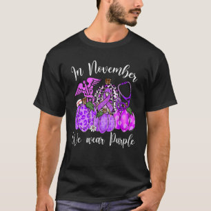 Camiseta Em novembro, Vestimos Epilepsia De Abóbora Roxa
