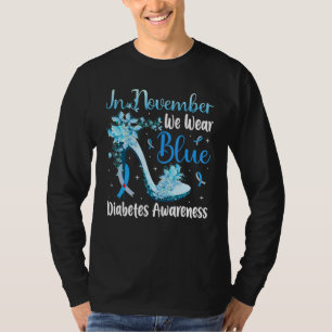 Camiseta Em novembro, Vestimos o Blue High Heel Diabetes Aw