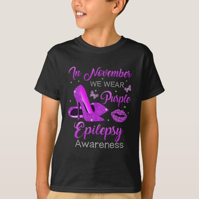 Camiseta Em novembro, Vestimos Púrpura Altos Saltos Epileps (Frente)