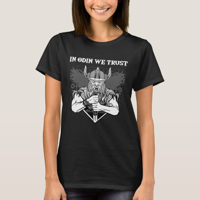 Camiseta Em Odin, Confiamos Em Valhalla Viking 4 (Frente)