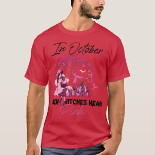 Camiseta Em outubro, até bruxas Vestem Cancer A rosa