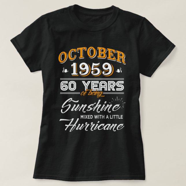 Camiseta Em outubro de 1959 presentes do aniversário da (Frente do Design)