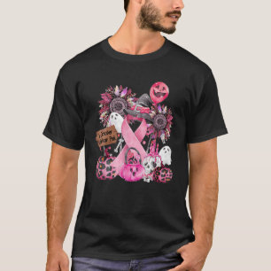 Camiseta Em Outubro Nós Usamos Fita Rosa Fantasma de Hallow