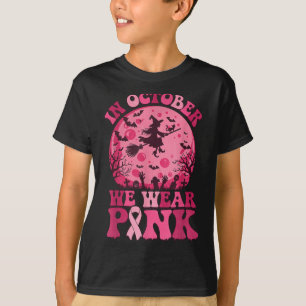 Camiseta Em Outubro Nós Usamos Nk Bruxa Halloween Câncer de