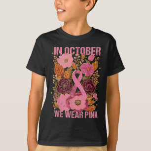 Camiseta Em Outubro Nós Usamos Rosa Boho Câncer de Mama Ros
