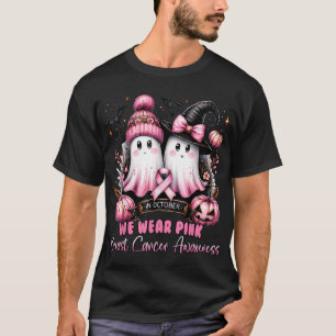 Camiseta Em Outubro Nós Usamos Rosa Bruxa Fantasma Câncer d