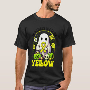 Camiseta em outubro usamos amarelo Spina Bifida Halloween D