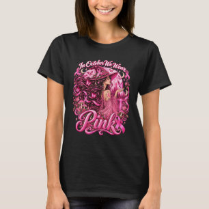 Camiseta Em Outubro Usamos Rosa Bruxa Halloween Seio