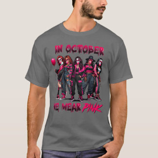 Camiseta Em Outubro Usamos Rosa Horror Câncer de Mama Consc