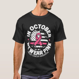 Camiseta Em outubro use laço rosa 2025 câncer de mama