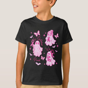Camiseta Em outubro use rosa boo fantasma câncer de mama