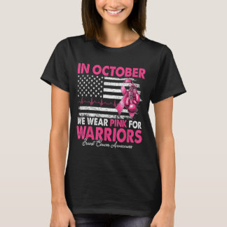 Camiseta Em outubro use rosa para câncer de mama de guerrei