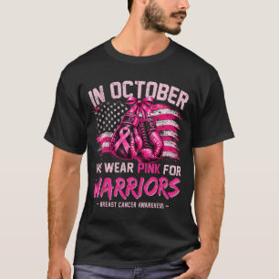 Camiseta Em outubro use rosa para câncer de mama de guerrei