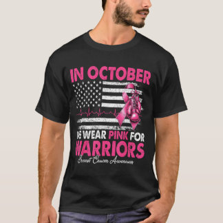 Camiseta Em outubro use rosa para câncer de mama de guerrei