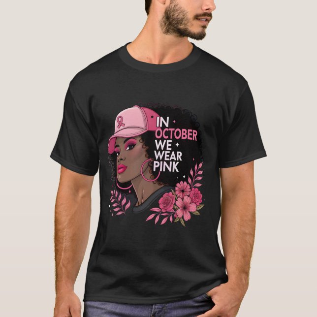Camiseta Em outubro, Vestimos a Bl de Sensibilização do Can (Frente)