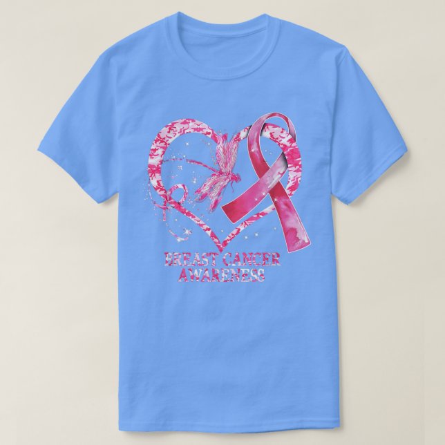 Camiseta Em outubro, Vestimos a Sensibilização do Cancer ro (Frente do Design)