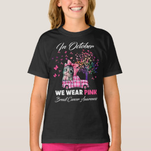 Camiseta Em outubro Vestimos Árvore de Cancer de Mama Rosa