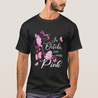 Camiseta Em outubro, Vestimos Borboletas Rosa Altos Picos P