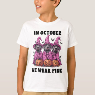 Camiseta Em outubro, Vestimos Breas De Dia das Bruxas Rosa