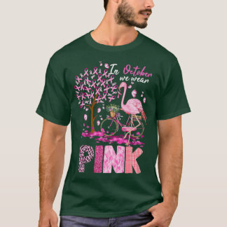 Camiseta Em outubro, Vestimos Breas Flamingo Cute De Fita R
