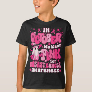 Camiseta Em outubro, Vestimos Cancer A de Mama Fantasma Ros